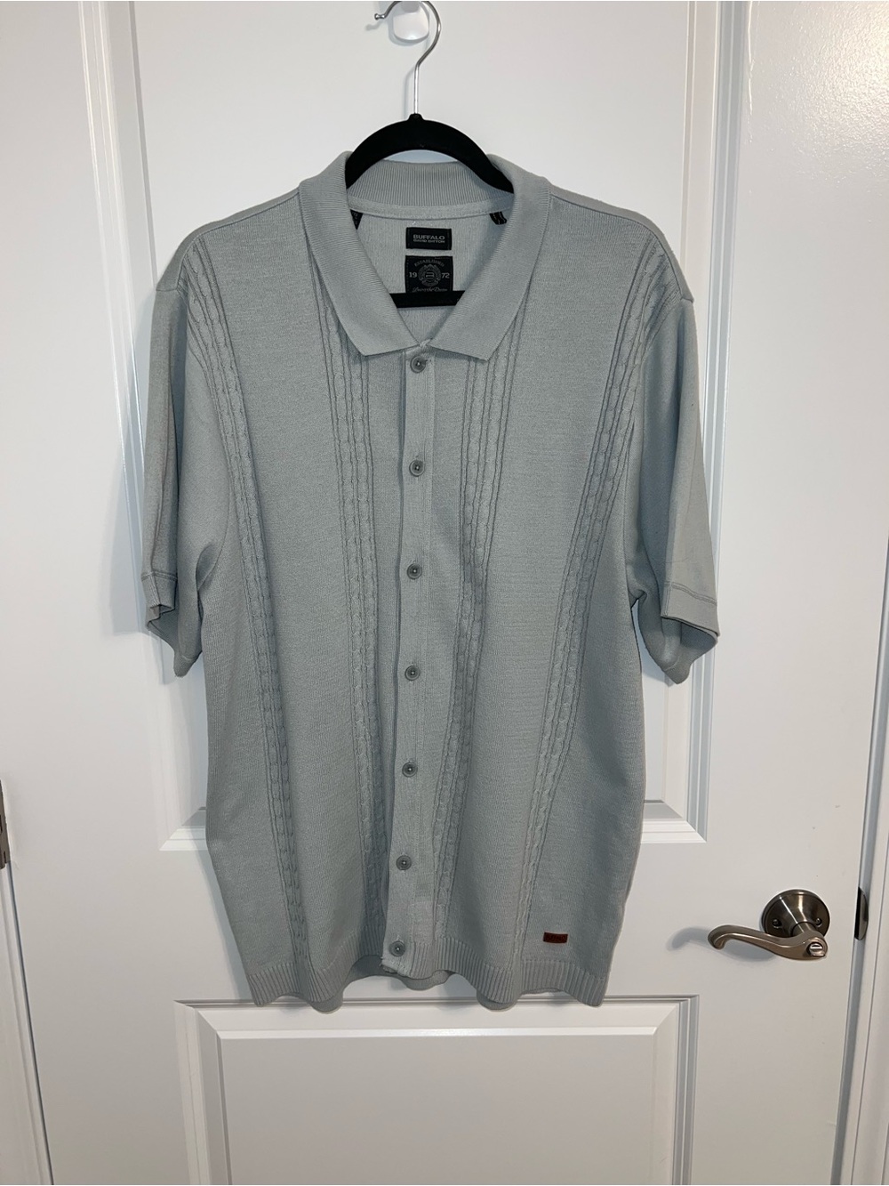 Buffalo David Bitton Men's Short Sleeve Button Polo - Light Gray